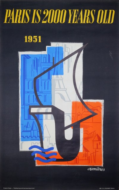 Paris is 2000 Years Old 1951 original poster designed by Cromières, Huguette (1925-)