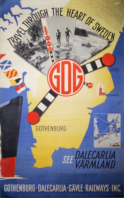 Sweden - GDG Gothenburg Dalecarlia Gavle Railways original poster designed by Brovik