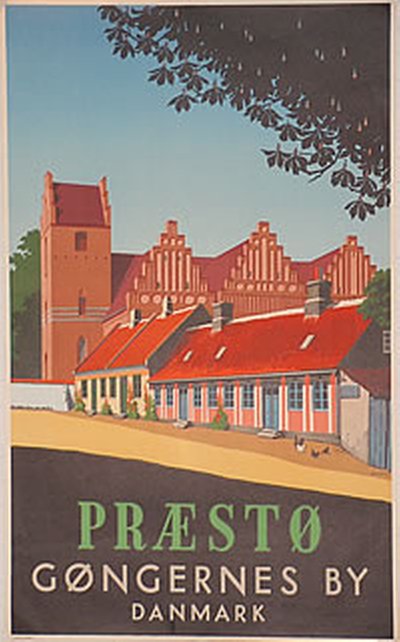 Præstø - Gøngernes by Danmark original poster designed by Spliid, Hakon (1893-1959)