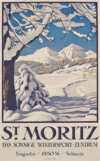 St. Moritz - Switzerland original poster designed by Colombi, Plinio (1873-1951) 