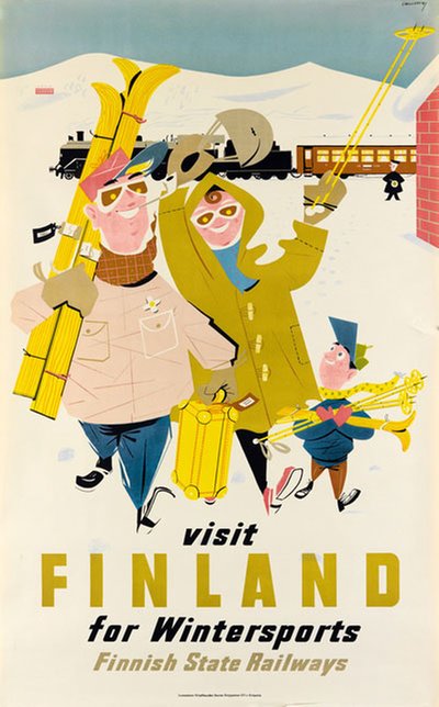 Visit Finland For Wintersports original poster designed by Christianson, Rolf (1928-1997)
