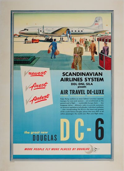 Douglas DC-6 Newest Finest Fastest original poster designed by Dorland