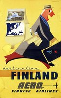 Finland Aero Finnish Airlines vintage poster