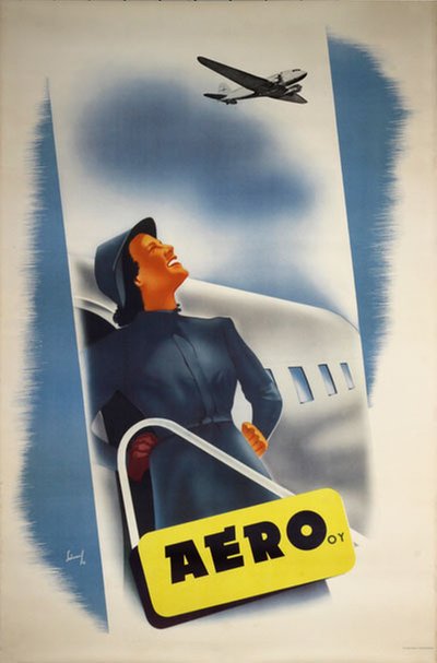 Aero OY - Finnair original poster designed by Suhonen, Jorma 