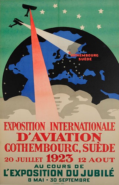 Gothenburg Suede - Exposition Internationale D'Aviation ILUG 1923 original poster designed by Meurling, Carl (1879-1929)