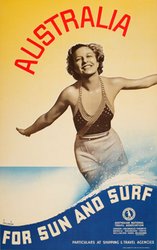 Australia - For Sun And Surf original vintage poster
