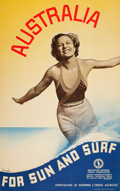 Australia - For Sun And Surf original poster designed by Sellheim, Gert Hugo Emmanuel (1901-1970)