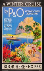 PO Winter Cruise Viceroy of India original vintage poster