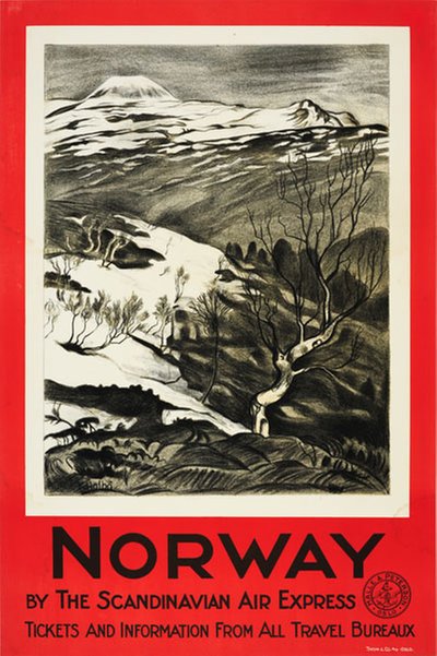Norway by The Scandinavian Air Express original poster designed by Holbø, Kristen (1869-1953)