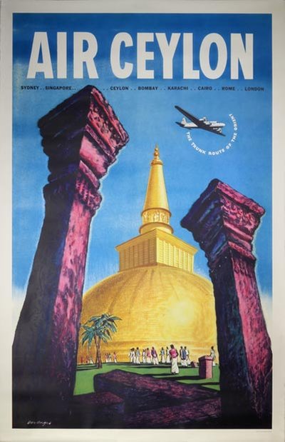 Air Ceylon - The Trunk Route of the Orient original poster designed by Don Angus