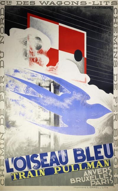 L'Oiseau Bleu Train Pullman original poster designed by Cassandre, Adolphe Mouron (1901-1968) 