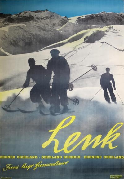 Lenk - Berner Oberland - Funi-luge funiculaire - Switzerland original poster designed by Bocchetti, Ernst (1894–1952)