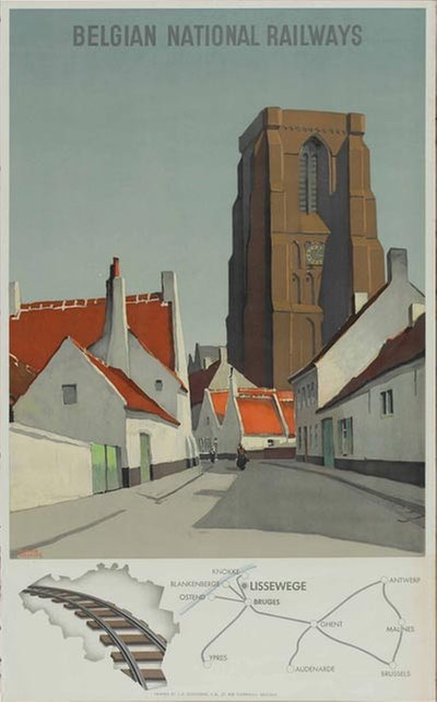 Belgian National Railways - Lissewege original poster designed by Verbaere, Herman (1906-1993)