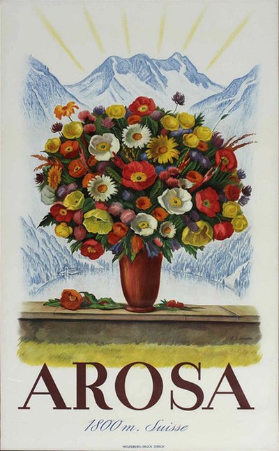 Arosa 1800m Suisse original poster designed by Schlatter, Ernst Emil (1883-1954) 