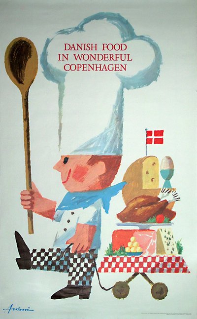 Danish Food in Wonderful Copenhagen original poster designed by Ib Antoni