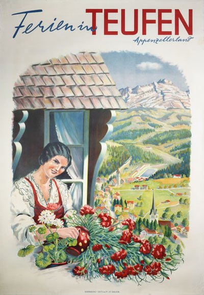 Ferien in Teufen original poster designed by Steiger Emil