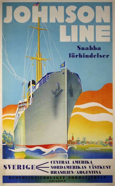 Johnson Line - Rederiaktiebolaget Nordstjernan original poster 