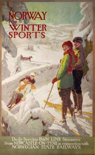 Norway for Winter Sports original poster designed by Okdale