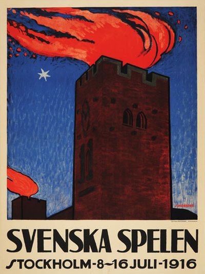 Svenska Spelen 1916 Stockholm original poster designed by Schonberg, Torsten (1882-1970)