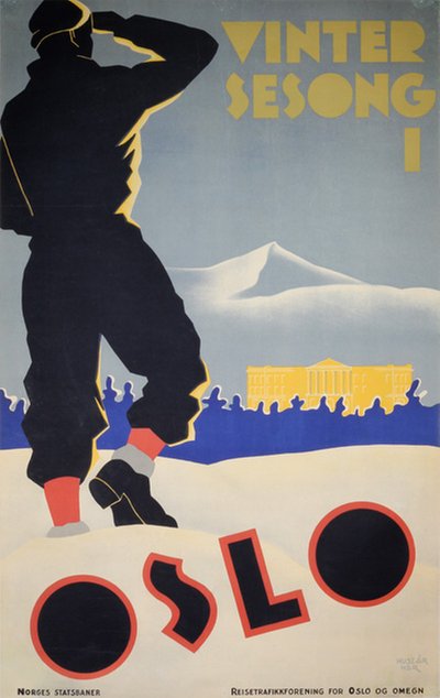 Vinter sesong i Oslo - Norway original poster designed by Huszár, Bert (1878–1935)