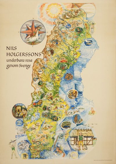 Nils Holgersson underbara resa genom Sverige original poster 