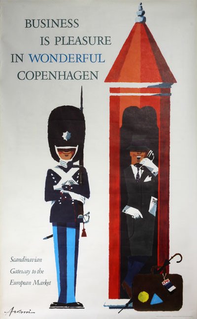 Wonderful Copenhagen Denmark original poster designed by Antoni, Ib (1929-1973)