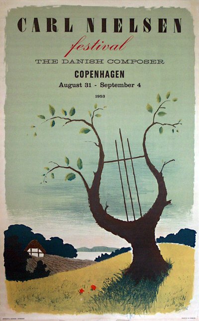 Carl Nielsen Festival Copenhagen  original poster designed by Asmussen, (Des) Andreas Christian Eduard (1913-2004)