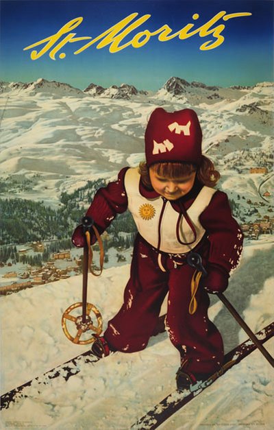St. Moritz - Switzerland original poster designed by Fredy Hilber