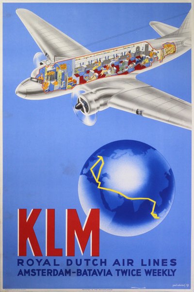 KLM original poster designed by Erkelens, Paul C. (1912-?) 