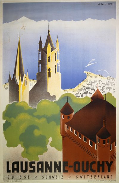 Lausanne-Ouchy - Suisse - Schweiz - Switzerland original poster designed by Vera Hirzel 