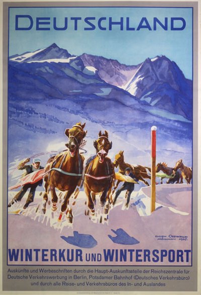 Deutschland Winterkur und Wintersport original poster designed by Osswald, Eugen (1879-1960)