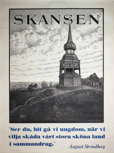 Skansen Stockholm Sweden Strindberg original poster designed by Bernhard, Waldemar (1890-1965)