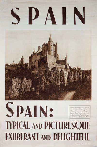 Spain Typical and Picturesque original poster designed by Photo: Mas