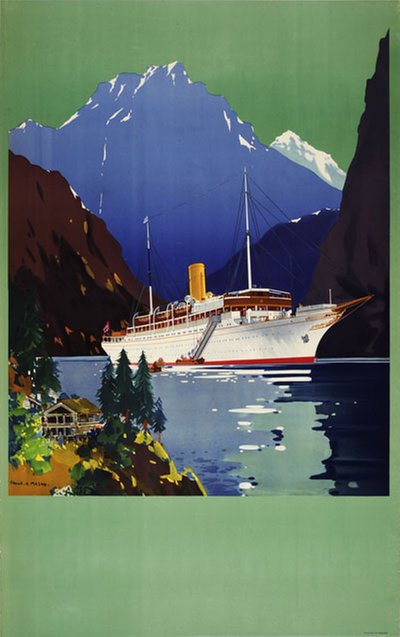 Meteor Norway Fjords original poster designed by Mason, Frank Henry (1876-1965)