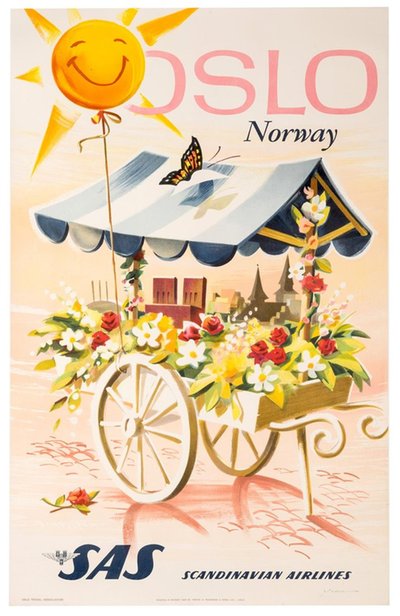 Oslo - Scandinavian Airlines SAS original poster designed by Yran, Knut (1920-1998)