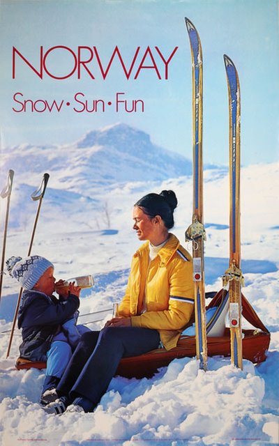 Norway Snow Sun Fun 1973 original poster designed by Photo: Bjørn Pahle