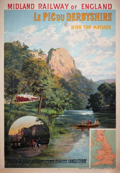 Midland railway of England. Le pic du Derbyshire High original poster designed by Quinton, Clément (Charles-Henri) (1851-1921)