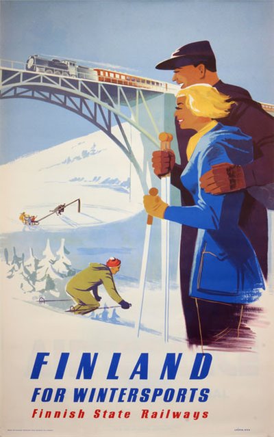 Finland for Winter Sports original poster designed by Hänninen, Jaska (1921-1999)
