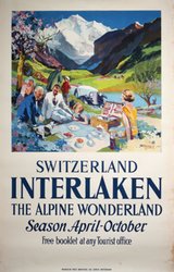 Switzerland Interlaken The Alpine Wonderland original vintage poster