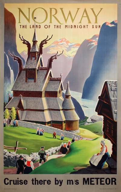 Norway - the Land of the Midnight Sun - Meteor original poster designed by Gull, Ivar