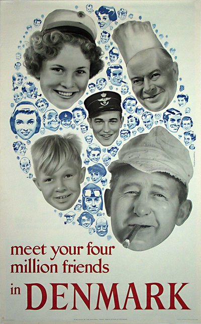 Denmark - meet your four million friends original poster designed by Thelander, Henry (1902–1986)