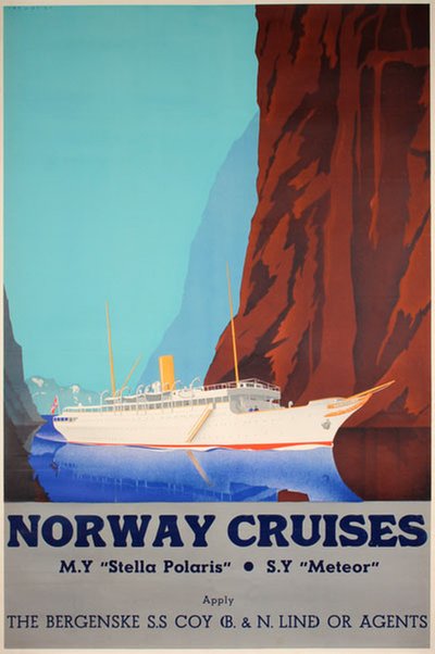 Norway Cruises Stella Polaris Meteor BDS original poster designed by Lavies, Jan (1902-2005)