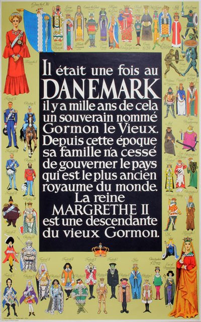 Denmark - Queen Margrethe II ancestry original poster designed by Thelander, Henry (1902–1986)