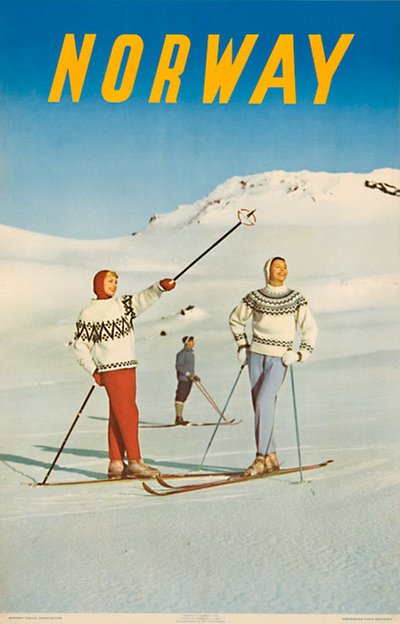 Norway 1958 Skiing Poster  original poster designed by Sohlberg, Jan Fredrik (1916-1979)