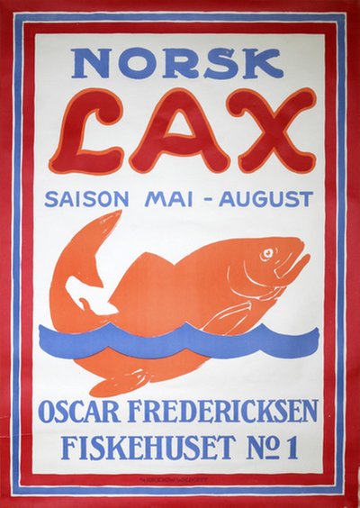 Norsk Lax - Norwegian Salmon original poster designed by Lund, Aage (1892-1972)