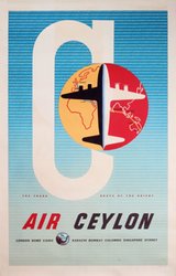 Air Ceylon The trunk route of the Orient original vintage poster
