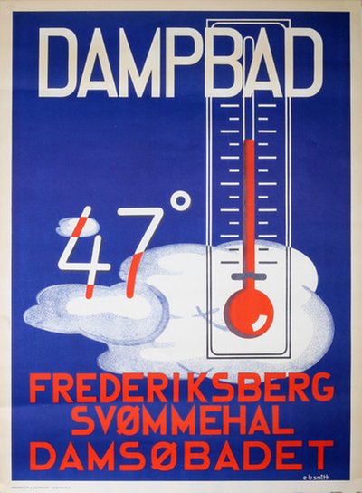 Frederiksberg Svømmehal Dampbad (Steam Bath) original poster designed by E.B. Smith