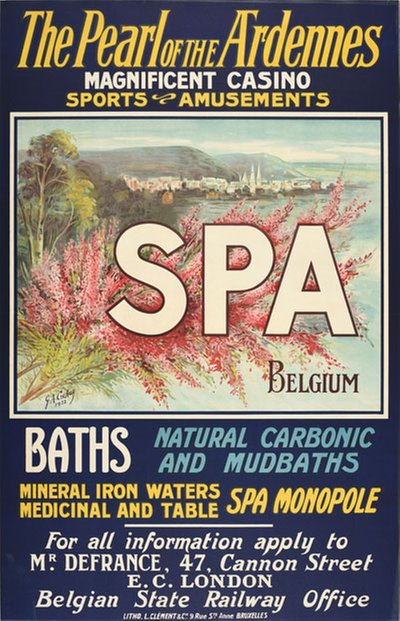 The Pearl Ardennes SPA Belgium original poster designed by Crehay, Gérard Antoine (1816-1897)