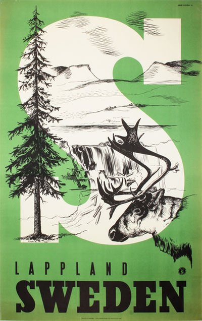 Lappland Sweden original poster designed by Beckman, Anders (1907-1967)