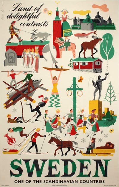 Sweden - Land of Delightful Contrasts original poster designed by Lauesen, Laus (1914-1966)